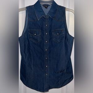 GUESS Like New Classic Vintage Blue Denim Sleeveless Vest Top